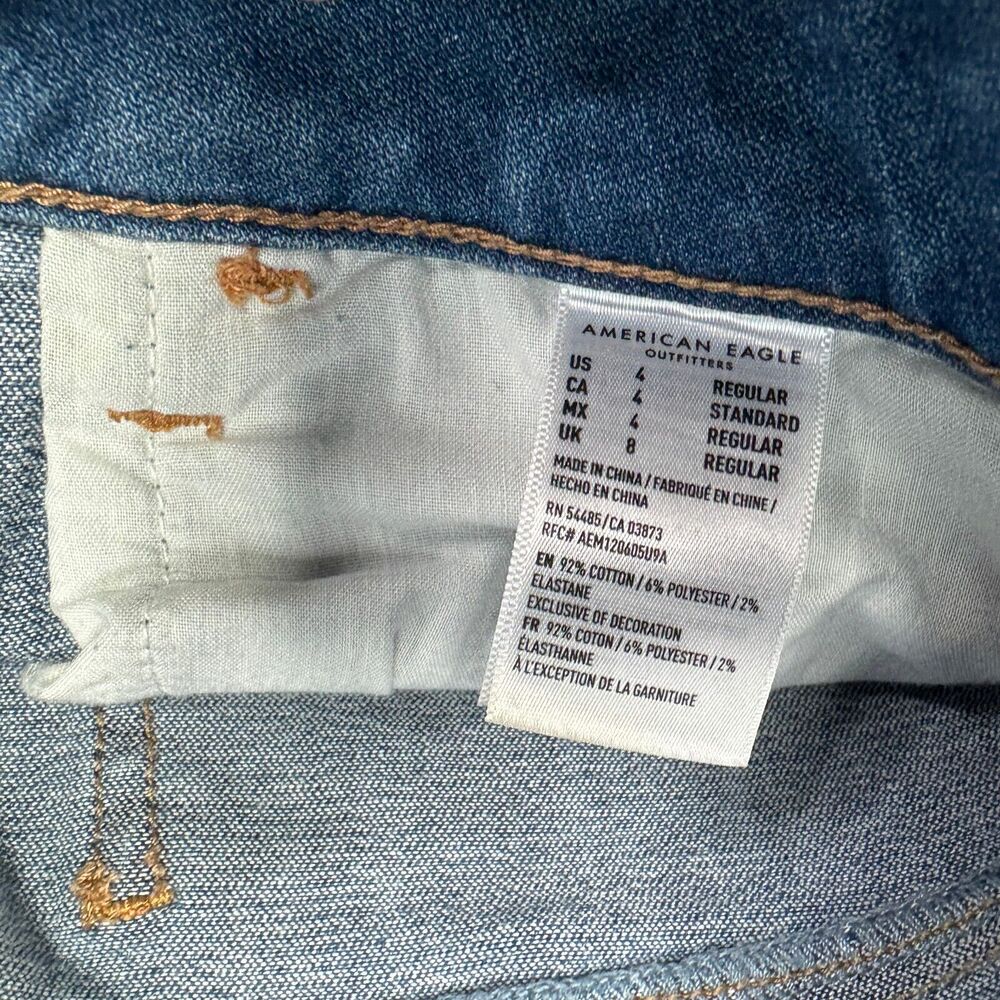 American Eagle Hi Rise Jegging Cropped Jeans Womens 4 Distressed Stretch Denim - Picture 4 of 11